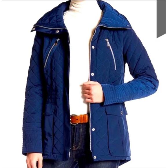 BCBGeneration Quilted Puffer Coat Royal Blue Jacket Size L - Picture 1 of 15